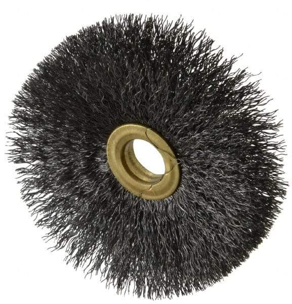 Osborn - 3" OD, 1/2" Arbor Hole, Crimped Steel Wheel Brush - 1/4" Face Width, 1" Trim Length, 0.008" Filament Diam, 20,000 RPM - Exact Tool & Supply