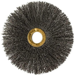 Osborn - 4" OD, 5/8" Arbor Hole, Crimped Steel Wheel Brush - 3/16" Face Width, 1-1/2" Trim Length, 0.008" Filament Diam, 15,000 RPM - Exact Tool & Supply