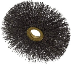 Osborn - 4" OD, 5/8" Arbor Hole, Crimped Steel Wheel Brush - 3/16" Face Width, 1-1/2" Trim Length, 0.014" Filament Diam, 15,000 RPM - Exact Tool & Supply
