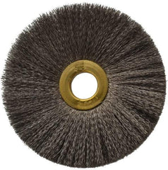 Osborn - 3" OD, 1/2" Arbor Hole, Crimped Stainless Steel Wheel Brush - 1/4" Face Width, 1" Trim Length, 0.005" Filament Diam, 20,000 RPM - Exact Tool & Supply
