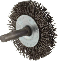 Osborn - 2" OD, 1/4" Shank Diam, Crimped Steel Wheel Brush - 3/8" Face Width, 7/16" Trim Length, 0.02" Filament Diam, 25,000 RPM - Exact Tool & Supply