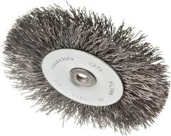 Osborn - 3" OD, 1/4" Shank Diam, Crimped Steel Wheel Brush - 7/16" Face Width, 3/4" Trim Length, 0.014" Filament Diam, 25,000 RPM - Exact Tool & Supply