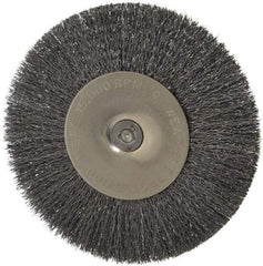 Osborn - 4" OD, 1/4" Shank Diam, Crimped Steel Wheel Brush - 1/2" Face Width, 1" Trim Length, 0.008" Filament Diam, 15,000 RPM - Exact Tool & Supply