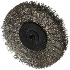 Osborn - 2-1/2" OD, 1/4" Shank Diam, Crimped Stainless Steel Wheel Brush - 7/16" Face Width, 11/16" Trim Length, 0.008" Filament Diam, 25,000 RPM - Exact Tool & Supply
