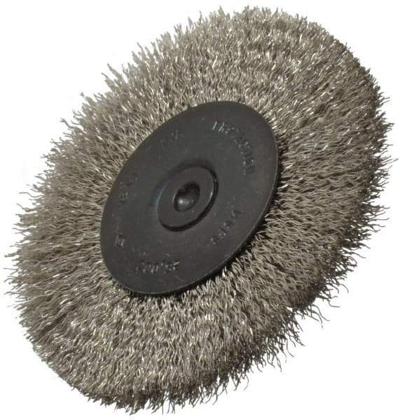Osborn - 3" OD, 1/4" Shank Diam, Crimped Stainless Steel Wheel Brush - 7/16" Face Width, 3/4" Trim Length, 0.008" Filament Diam, 25,000 RPM - Exact Tool & Supply