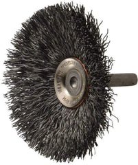 Osborn - 3" OD, 1/4" Shank Diam, Crimped Steel Wheel Brush - 7/16" Face Width, 15/16" Trim Length, 0.014" Filament Diam, 20,000 RPM - Exact Tool & Supply