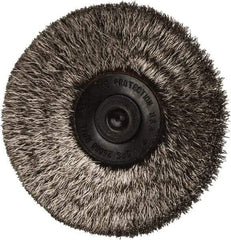 Osborn - 2-1/2" OD, 1/4" Shank Diam, Crimped Stainless Steel Wheel Brush - 7/16" Face Width, 11/16" Trim Length, 0.006" Filament Diam, 20,000 RPM - Exact Tool & Supply