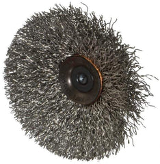 Osborn - 3" OD, 1/4" Shank Diam, Crimped Stainless Steel Wheel Brush - 7/16" Face Width, 15/16" Trim Length, 0.014" Filament Diam, 20,000 RPM - Exact Tool & Supply