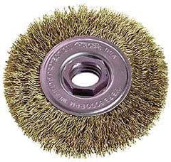 Osborn - 4" OD, M10x1.50 Arbor Hole, Crimped Steel Wheel Brush - 1/2" Face Width, 7/8" Trim Length, 0.014" Filament Diam, 15,000 RPM - Exact Tool & Supply