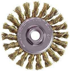 Osborn - 4" OD, M14x2.00 Arbor Hole, Knotted Steel Wheel Brush - 3/8" Face Width, 7/8" Trim Length, 0.014" Filament Diam, 20,000 RPM - Exact Tool & Supply