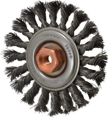 Osborn - 4" OD, 3/8-24 Arbor Hole, Knotted Steel Wheel Brush - 3/8" Face Width, 7/8" Trim Length, 0.014" Filament Diam, 20,000 RPM - Exact Tool & Supply