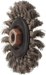 Osborn - 4" OD, 1/2-13 Arbor Hole, Knotted Stainless Steel Wheel Brush - 3/8" Face Width, 7/8" Trim Length, 0.014" Filament Diam, 20,000 RPM - Exact Tool & Supply