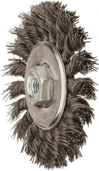 Osborn - 4" OD, M10x1.50 Arbor Hole, Knotted Stainless Steel Wheel Brush - 3/8" Face Width, 7/8" Trim Length, 0.02" Filament Diam, 20,000 RPM - Exact Tool & Supply
