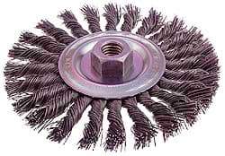 Osborn - 4" OD, M14x2.00 Arbor Hole, Knotted Steel Wheel Brush - 1/4" Face Width, 7/8" Trim Length, 0.02" Filament Diam, 20,000 RPM - Exact Tool & Supply