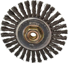 Osborn - 4" OD, M10x1.25 Arbor Hole, Knotted Steel Wheel Brush - 1/4" Face Width, 7/8" Trim Length, 0.02" Filament Diam, 20,000 RPM - Exact Tool & Supply