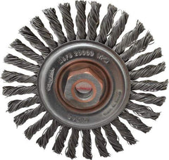Osborn - 4" OD, 1/2-13 Arbor Hole, Knotted Steel Wheel Brush - 1/4" Face Width, 7/8" Trim Length, 0.02" Filament Diam, 20,000 RPM - Exact Tool & Supply