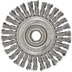 Osborn - 4" OD, 5/8-11 Arbor Hole, Knotted Steel Wheel Brush - 1/4" Face Width, 7/8" Trim Length, 0.02" Filament Diam, 20,000 RPM - Exact Tool & Supply