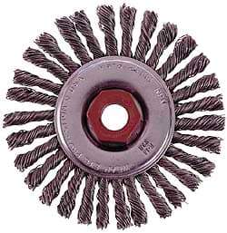 Osborn - 4" OD, 1/2-13 Arbor Hole, Knotted Stainless Steel Wheel Brush - 1/4" Face Width, 7/8" Trim Length, 0.02" Filament Diam, 20,000 RPM - Exact Tool & Supply