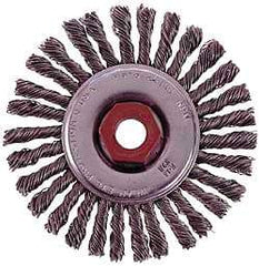 Osborn - 4" OD, 1/2-13 Arbor Hole, Knotted Stainless Steel Wheel Brush - 1/4" Face Width, 7/8" Trim Length, 0.02" Filament Diam, 20,000 RPM - Exact Tool & Supply