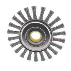 Osborn - 4" OD, 5/8" Arbor Hole, Knotted Steel Wheel Brush - 5/16" Face Width, 7/8" Trim Length, 0.014" Filament Diam, 20,000 RPM - Exact Tool & Supply