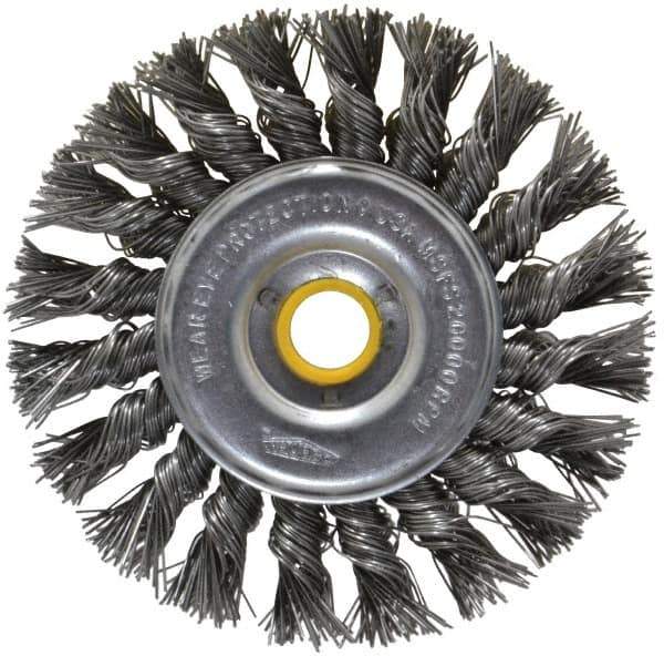 Osborn - 4" OD, 5/8" Arbor Hole, Knotted Steel Wheel Brush - 5/16" Face Width, 7/8" Trim Length, 0.02" Filament Diam, 20,000 RPM - Exact Tool & Supply