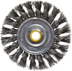 Osborn - 4" OD, 5/8" Arbor Hole, Knotted Steel Wheel Brush - 5/16" Face Width, 7/8" Trim Length, 0.02" Filament Diam, 20,000 RPM - Exact Tool & Supply