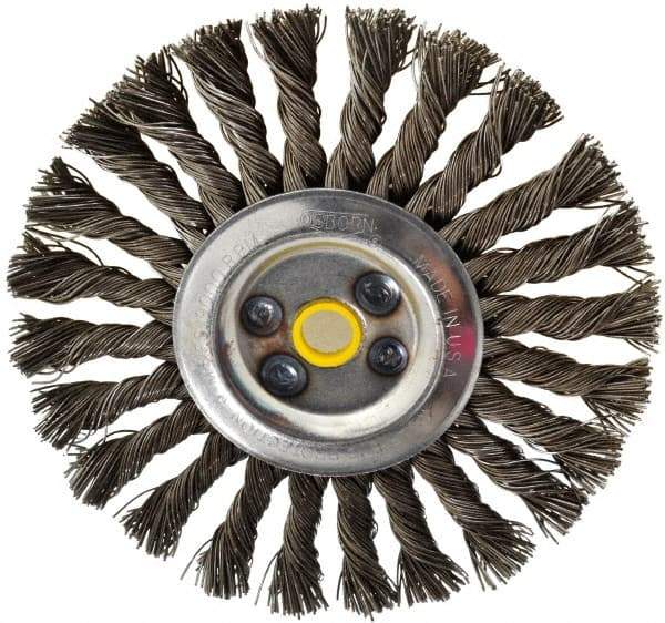 Osborn - 6" OD, 5/8" Arbor Hole, Knotted Steel Wheel Brush - 1/2" Face Width, 1-1/2" Trim Length, 0.025" Filament Diam, 9,000 RPM - Exact Tool & Supply