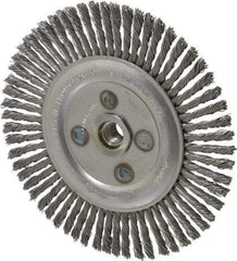 Osborn - 6-1/2" OD, 5/8-11 Arbor Hole, Knotted Steel Wheel Brush - 3/16" Face Width, 1-1/4" Trim Length, 0.02" Filament Diam, 12,000 RPM - Exact Tool & Supply
