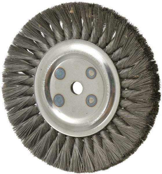 Osborn - 8" OD, 5/8" Arbor Hole, Knotted Steel Wheel Brush - 5/8" Face Width, 1-11/16" Trim Length, 0.0118" Filament Diam, 8,500 RPM - Exact Tool & Supply