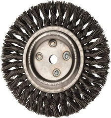 Osborn - 8" OD, 5/8" Arbor Hole, Knotted Steel Wheel Brush - 5/8" Face Width, 1-11/16" Trim Length, 0.025" Filament Diam, 8,500 RPM - Exact Tool & Supply