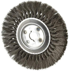 Osborn - 10" OD, 1-1/4" Arbor Hole, Knotted Steel Wheel Brush - 5/8" Face Width, 2-1/4" Trim Length, 0.016" Filament Diam, 4,500 RPM - Exact Tool & Supply