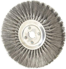 Osborn - 12" OD, 1-1/4" Arbor Hole, Knotted Steel Wheel Brush - 5/8" Face Width, 3-1/4" Trim Length, 0.014" Filament Diam, 4,500 RPM - Exact Tool & Supply