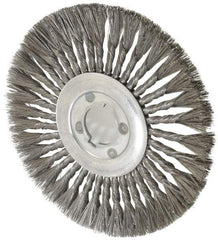 Osborn - 12" OD, 2" Arbor Hole, Knotted Steel Wheel Brush - 5/8" Face Width, 3-1/4" Trim Length, 0.016" Filament Diam, 4,500 RPM - Exact Tool & Supply