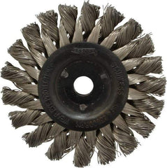 Osborn - 3" OD, 3/8" Arbor Hole, Knotted Stainless Steel Wheel Brush - 3/8" Face Width, 5/8" Trim Length, 0.014" Filament Diam, 25,000 RPM - Exact Tool & Supply