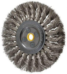 Osborn - 6" OD, 5/8" Arbor Hole, Knotted Stainless Steel Wheel Brush - 1/2" Face Width, 1-1/2" Trim Length, 0.016" Filament Diam, 9,000 RPM - Exact Tool & Supply