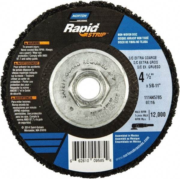 Norton - 4-1/2" Wheel Diam, 1/2" Wheel Thickness, Type 27 Depressed Center Wheel - Silicon Carbide, 12,000 Max RPM, Compatible with Angle Grinder, Drill, Flexible Shaft Motor & Straight Shaft Grinder - Exact Tool & Supply