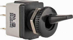 GC/Waldom - DPDT Miniature On-On Toggle Switch - Quick Connect Terminal & Solder Lug Terminal, Paddle Handle Actuator, 125 VAC at 6 A & 250 VAC at 3 A - Exact Tool & Supply