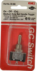 GC/Waldom - SPDT Medium Duty On-Off-On Toggle Switch - Solder Lug Terminal, Bat Handle Actuator, 1/4 hp at 125/250 VAC hp, 125 VAC at 6 A & 250 VAC at 3 A - Exact Tool & Supply