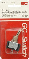 GC/Waldom - SPDT Medium Duty On-On Toggle Switch - Solder Lug Terminal, Bat Handle Actuator, 1/4 hp at 125/250 VAC hp, 125 VAC at 6 A & 250 VAC at 3 A - Exact Tool & Supply