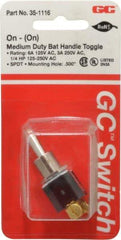 GC/Waldom - SPDT Medium Duty On-On Toggle Switch - Screw Terminal, Bat Handle Actuator, 1/4 hp at 125/250 VAC hp, 125 VAC at 6 A & 250 VAC at 3 A - Exact Tool & Supply