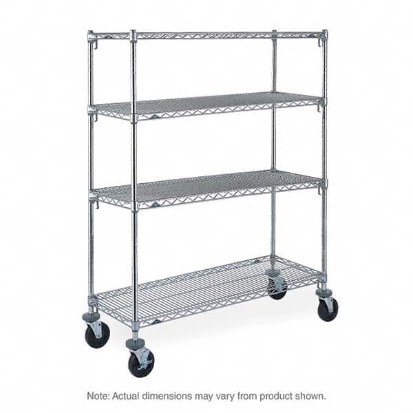 Metro - 600 Lb Capacity 4 Shelf Mobile Wire Shelving Unit - Add-On Unit - Exact Tool & Supply