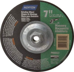 Norton - 24 Grit, 7" Wheel Diam, 1/4" Wheel Thickness, Type 27 Depressed Center Wheel - Silicon Carbide, 8,600 Max RPM, Compatible with Angle Grinder - Exact Tool & Supply