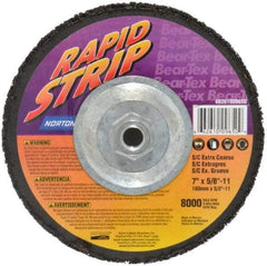 Norton - 7" Wheel Diam, 1/2" Wheel Thickness, Type 27 Depressed Center Wheel - Silicon Carbide, 8,000 Max RPM, Compatible with Angle Grinder, Drill, Flexible Shaft Motor & Straight Shaft Grinder - Exact Tool & Supply
