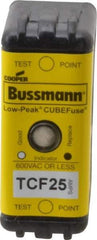 Cooper Bussmann - 300 VDC, 600 VAC, 25 Amp, Time Delay General Purpose Fuse - Plug-in Mount, 1-7/8" OAL, 100 at DC, 200 (CSA RMS), 300 (UL RMS) kA Rating - Exact Tool & Supply