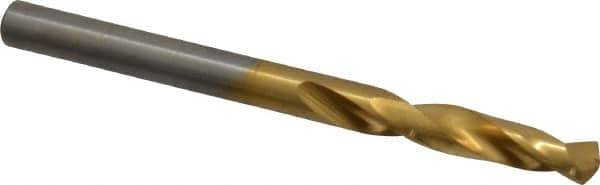 Chicago-Latrobe - 11/64" 135° Spiral Flute High Speed Steel Screw Machine Drill Bit - TiN Finish, Right Hand Cut, 1-1/16" Flute Length, 2-1/8" OAL, Split Point, Straight Shank - Exact Tool & Supply