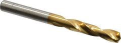 Chicago-Latrobe - 7/32" 135° Spiral Flute High Speed Steel Screw Machine Drill Bit - TiN Finish, Right Hand Cut, 1-1/4" Flute Length, 2-3/8" OAL, Split Point, Straight Shank - Exact Tool & Supply