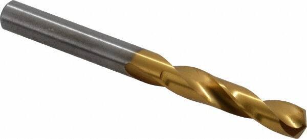 Chicago-Latrobe - 0.234" 135° Spiral Flute High Speed Steel Screw Machine Drill Bit - TiN Finish, Right Hand Cut, 1-5/16" Flute Length, 2-7/16" OAL, Split Point, Straight Shank - Exact Tool & Supply