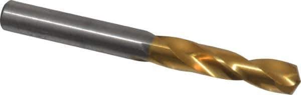 Chicago-Latrobe - 0.302" 135° Spiral Flute High Speed Steel Screw Machine Drill Bit - TiN Finish, Right Hand Cut, 1-5/8" Flute Length, 2-13/16" OAL, Split Point, Straight Shank - Exact Tool & Supply