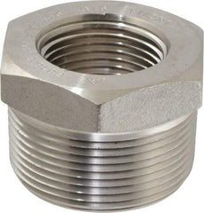 Merit Brass - 1-1/2 x 1" Grade 316/316L Stainless Steel Pipe Hex Bushing - MNPT x FNPT End Connections, 3,000 psi - Exact Tool & Supply