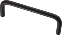 Amatom Electronic Hardware - 4-5/16" Long x 1-1/2" High, Round Handle - Black Anodized, Aluminum, 4" Center to Center - Exact Tool & Supply